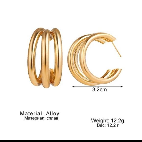 Gold Layered Half Hoop Earrings - Picture 4 of 8